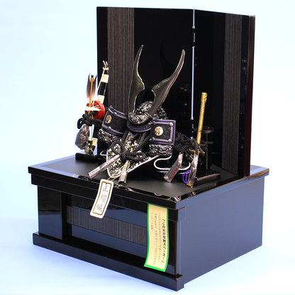 Coffret de rangement pour casque de poupée May, largeur 32 cm, compact n° 6, noir et argent