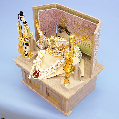 五月五节人偶兜帽储物套装 宽41厘米 紧凑型 10号 浮雕前立政宗兜白色储物套装