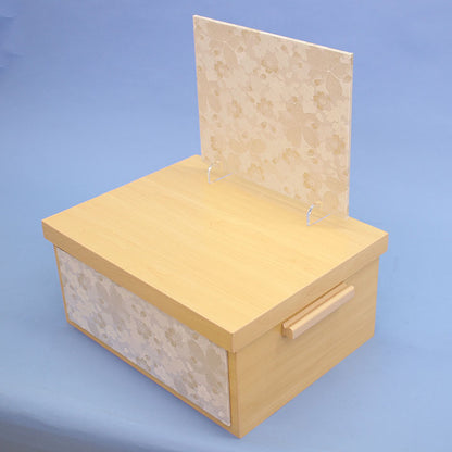 Storage stand for May dolls, 40cm wide, NW storage stand, with white cherry blossom screen