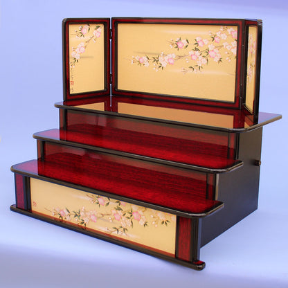 Poupées et accessoires Hina, largeur 75 cm, ensemble complet de paravents à trois niveaux de 25 pièces, style meuble Sakura