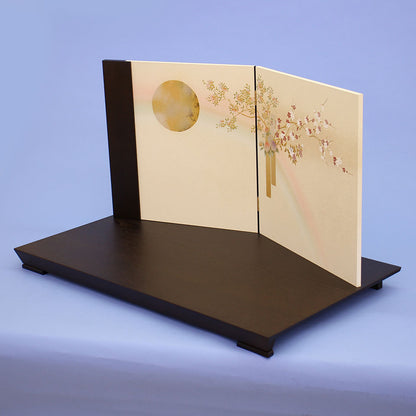 ensemble complet poupée Hina/paravent plat, largeur 70 cm, arc-en-ciel et fleur de lune