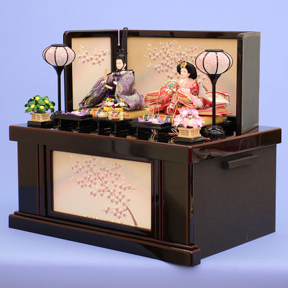 雛人形収納飾り 京十二番正絹 春永　横から