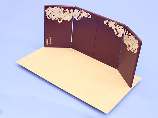 ensemble complet poupée Hina et paravent à plateforme, largeur 60 cm, Claire - Miyama Sakura, violet antique