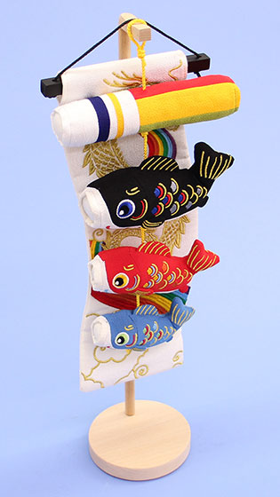 Banderole carpe suspendue, hauteur 52 cm, Shoshin (mini), avec tapisserie arc-en-ciel et dragon