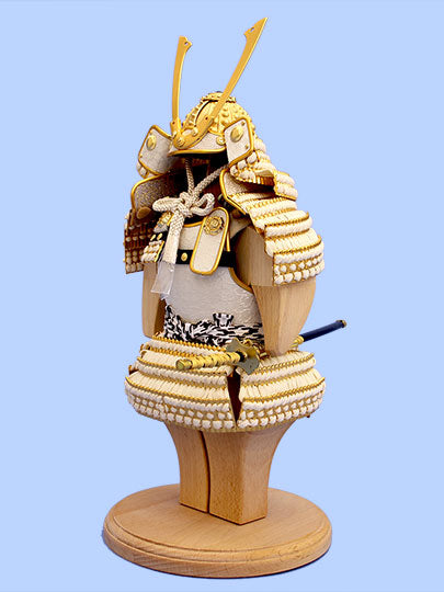 五月人形 単品鎧 高さ 33cm 雄山作 タンゴ侍 白之新