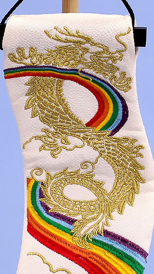 Banderole carpe suspendue, hauteur 52 cm, Shoshin (mini), avec tapisserie arc-en-ciel et dragon