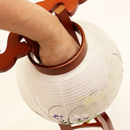 紧凑型盂兰盆节灯笼 樱花号6 双重丝绢层绘画（桔梗与菊花）47厘米 LED无线家用灯笼