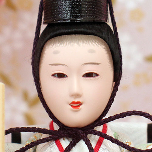 雛人形ケース飾り 二人 小芥子親王 ピンク　花びらうさぎ　殿顔