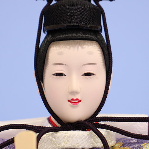 Three-tiered storage for Hina dolls, 70cm wide, 355 dolls, pine, bamboo and plum embroidery, oak drawer style