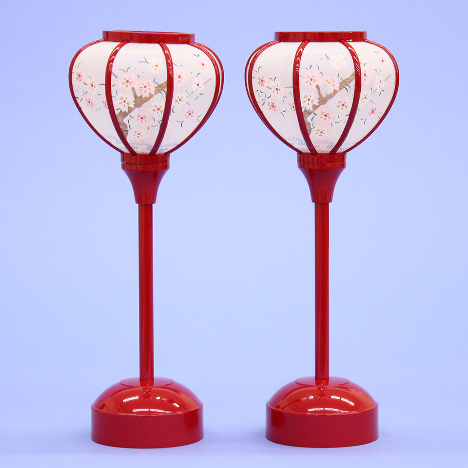 雛人形 ぼんぼり  （樹脂製） 24cm20p朱塗りLEDコードレス