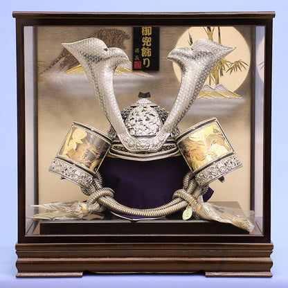 五月人形 兜ケース飾り 高さ56㎝ 25号着用ブロンズ