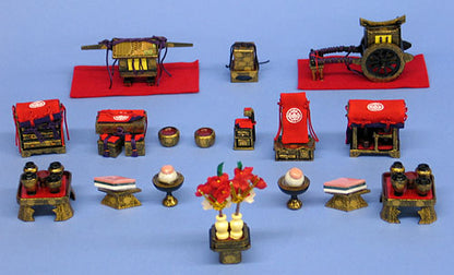 雛道具五段、七段飾り用9点セット 15号古代唐草油単(木製)