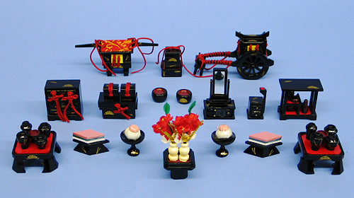 雛道具五段、七段飾り用9点セット 15号松葉(木製)