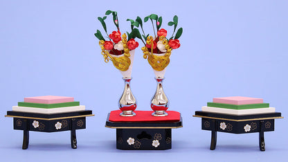 雛道具菱三宝 献上桜（木製）