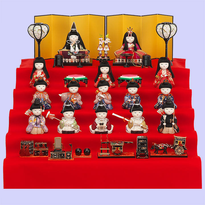 Poupées Hina en bois de Juho, 15 jeunes princes, présentoir à 5 niveaux