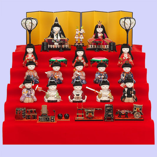 木目込み雛人形 寿鳳作若宮十五人五段飾り