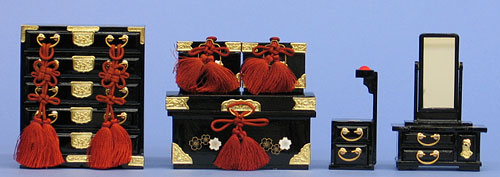 雛道具三つ揃え・対鏡 30号桜（木製）