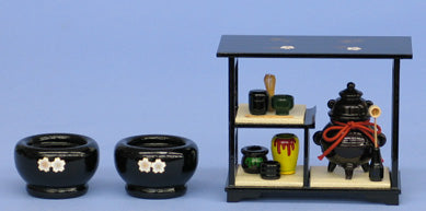 雛道具火鉢・茶道具 30号桜（木製）