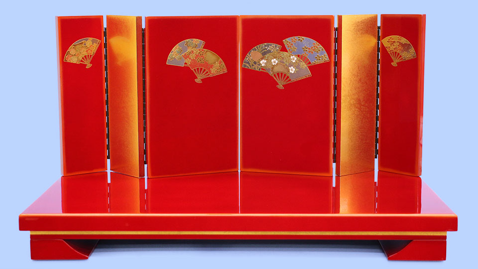 平台屏風セット紅タメ塗香澄-千彩