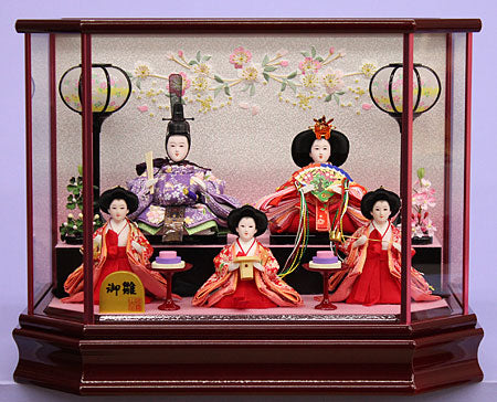 雛人形ケース飾り 五人 小柳 六角マホ