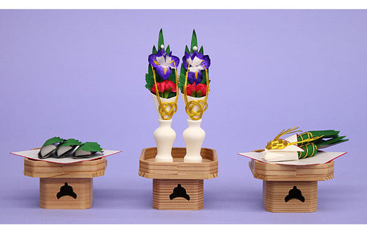 五月人形用、お飾り道具単品 三宝揃え ②絹花 30号角