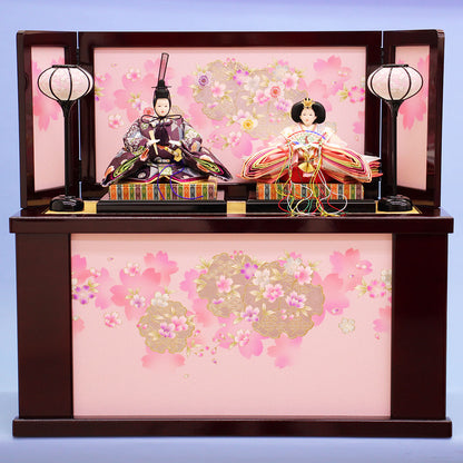 雛人形収納飾り 幅80cm三五二人 雪輪桜薄型