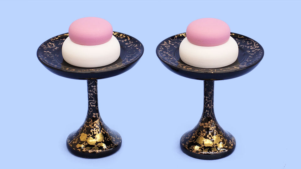 雛道具高坏 25号 三つ葉盛上（木製）