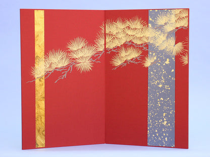 屏風  五月人形 用 17号二曲屏風　エンジ金松