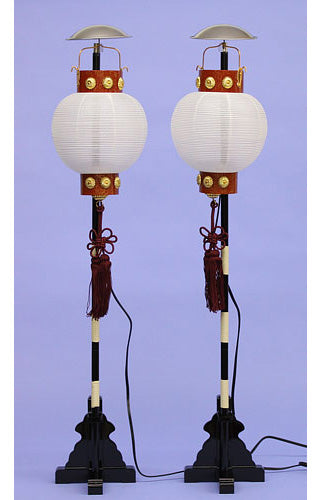 五月人形用、お飾り道具単品 陣屋提灯 上3号4号絹張り電気付