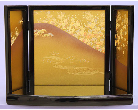 平台屏風セット 幅46cm 扇型立雛台-36cm金地遠山さくら