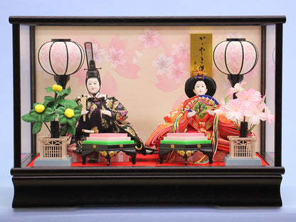 雛人形ケース飾り 二人 小三五親王 紗季
