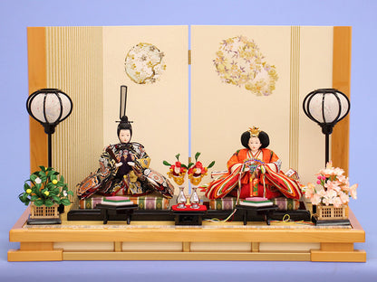 雛人形平飾り 京十二番極上正絹　箔花丸