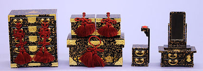 雛道具三つ揃え・対鏡 25号三つ葉盛上（木製）