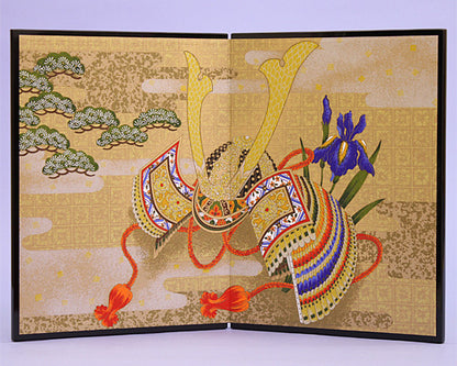 屏風  五月人形 用 11号二曲屏風 兜