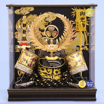 五月人形 兜ケース飾り 高さ52㎝ 徳川家康着用兜アクリル