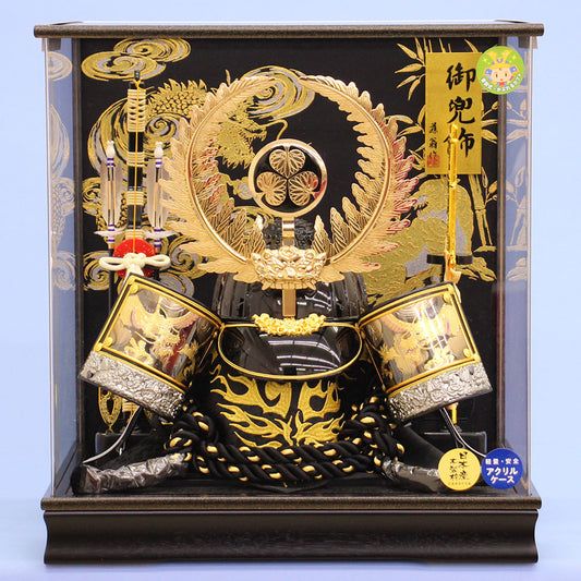 五月人形 兜ケース飾り 高さ52㎝ 徳川家康着用兜アクリル