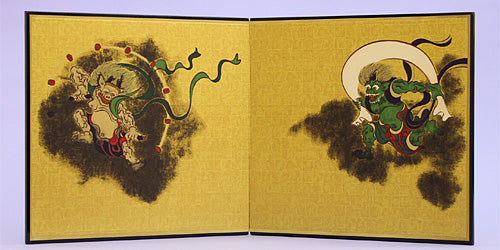 屏風  五月人形 用 10号二曲屏風 風神雷神