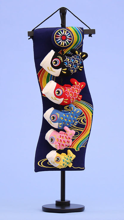 つるしタイプ鯉のぼり 高さ52cm 鯉5匹(ミニ)タペ台付き