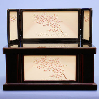 収納台屏風セット 幅60cm 20号 黒タメ塗り春永