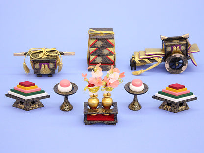 雛道具三段飾り用6点セット 20号爪唐草 (木製)