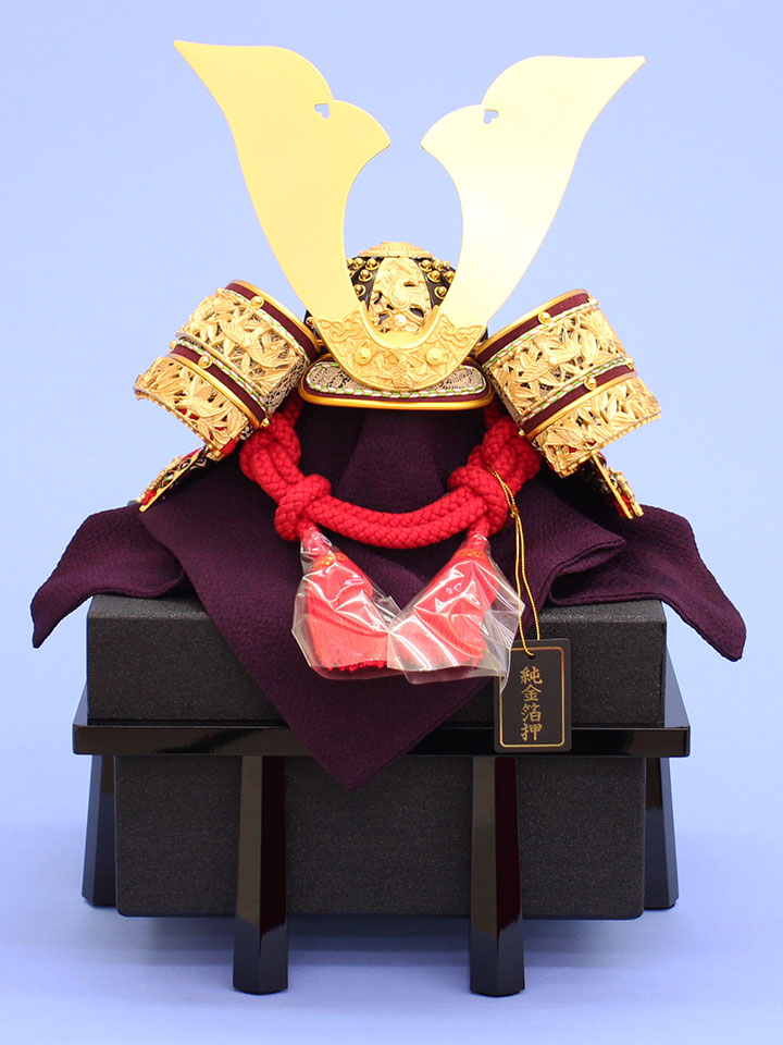 五月人形 単品兜 一徳作 9号純金箔押し竹雀兜単品