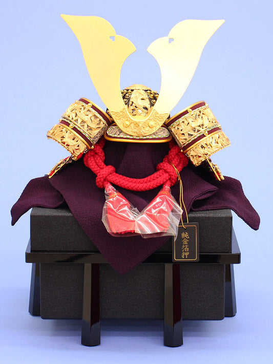 五月人形 単品兜 一徳作 9号純金箔押し竹雀兜単品