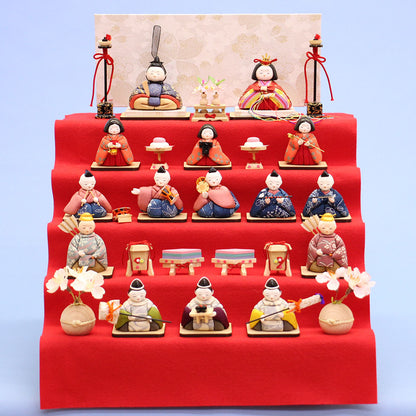 木目込み雛人形 寿鳳作ミニミニ十五人五段飾り