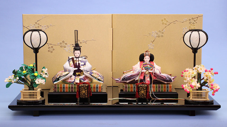 雛人形平飾り 幅80㎝ 京十一番極上金彩刺繍　梅流れ