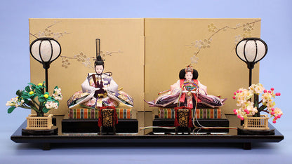 雛人形平飾り 幅80㎝ 京十一番極上金彩刺繍　梅流れ