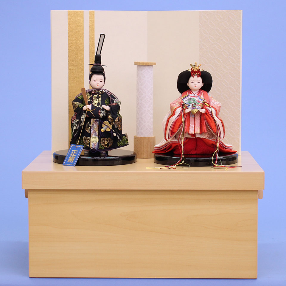 雛人形収納飾り 幅40cm桃花立雛　白桜収納飾り