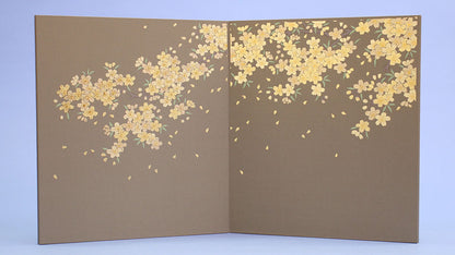 屏風  五月人形・雛人形兼用 10号二曲グレー金桜