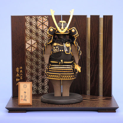 五月人形鎧飾り 幅 38cm 高さ 32cm タンゴ侍 墨虎寄木飾り