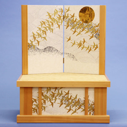 Storage stand for May dolls, 45cm wide, No. 15 Hinoki crane storage stand and folding screen set