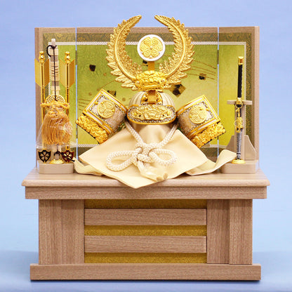 幅38cm コンパクト８号盛上前立徳川家康兜　白収納セット